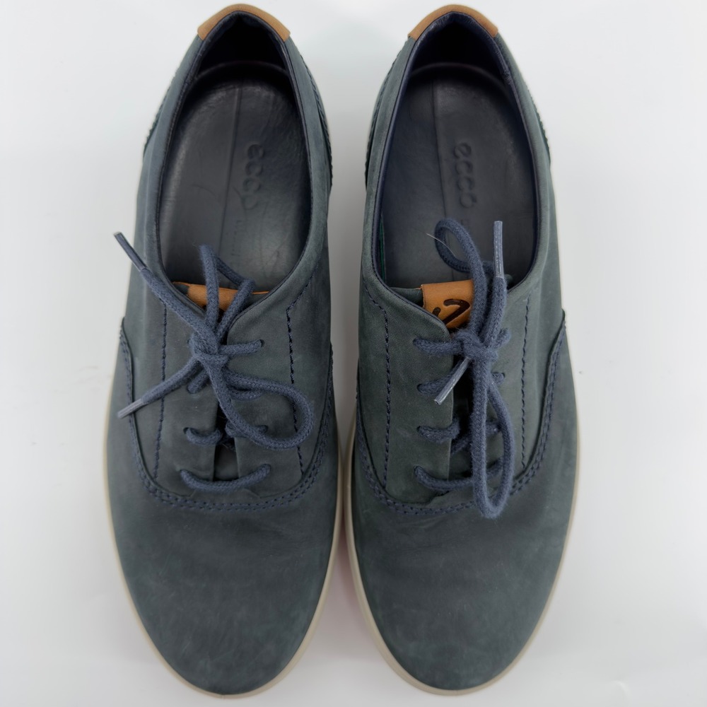 ECCO Soft 7 Mens Navy Blue Nubuck Leather Sneakers Shoes Size 7 - Picture 3 of 6